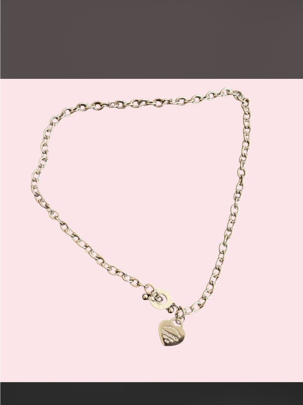 silver Heart Tag Chain Necklace with Charm - Women Jewelry